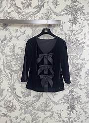 Colestore Chanel Sweetheart Neck Bow Tie Mid-Sleeve Top - 1