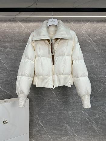 Colestore Moncler Ribbed Collar Down Puffer Jacket in Off-White.