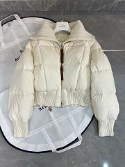 Colestore Moncler Ribbed Collar Down Puffer Jacket in Off-White. - 6