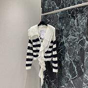 Colestore Dior Marinière Cardigan with Removable Ruched Collar Navy Blue and White Linen-Mohair-Wool-Blend Knit - 1