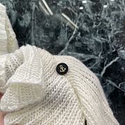 Colestore Dior Marinière Cardigan with Removable Ruched Collar Navy Blue and White Linen-Mohair-Wool-Blend Knit - 6