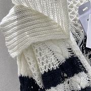 Colestore Dior Marinière Cardigan with Removable Ruched Collar Navy Blue and White Linen-Mohair-Wool-Blend Knit - 5