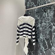 Colestore Dior Marinière Cardigan with Removable Ruched Collar Navy Blue and White Linen-Mohair-Wool-Blend Knit - 4