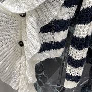 Colestore Dior Marinière Cardigan with Removable Ruched Collar Navy Blue and White Linen-Mohair-Wool-Blend Knit - 3