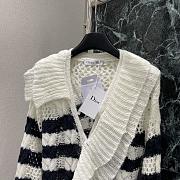 Colestore Dior Marinière Cardigan with Removable Ruched Collar Navy Blue and White Linen-Mohair-Wool-Blend Knit - 2