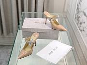 Colestore Jimmy Choo Bing 65 Ballet Pink Patent Leather Mules with Crystal Strap - 2