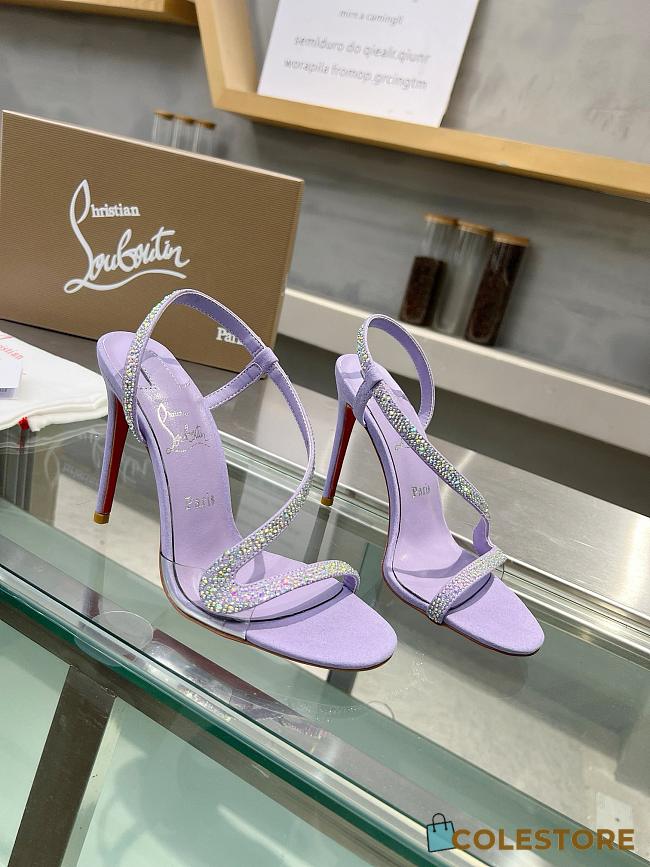 Colestore Christian Louboutin Purple Rosalie Strass 100 Heeled Sandals In Lilac Smoke - 1
