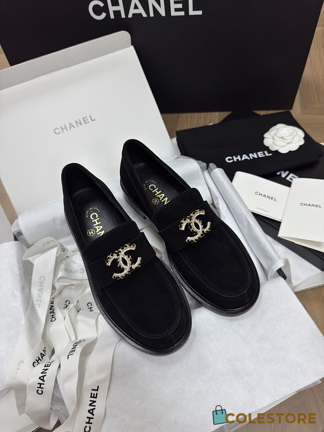 Colestore Chanel Moccasins Suede Black - 1