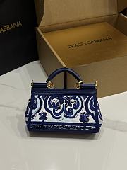 Colestore Dolce & Gabbana Maiolica Blu Small Sicily Handbag with Majolica Embroidery 13x19x6cm - 3