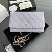Colestore Chanel Classic Wallet with Strap Grained calfskin & Gold metal Lilac 20x13x3.5cm - 1