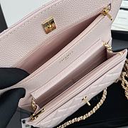 	 Colestore Chanel Classic Wallet with Strap Grained calfskin & Gold metal Light Pink 20x13x3.5cm - 6
