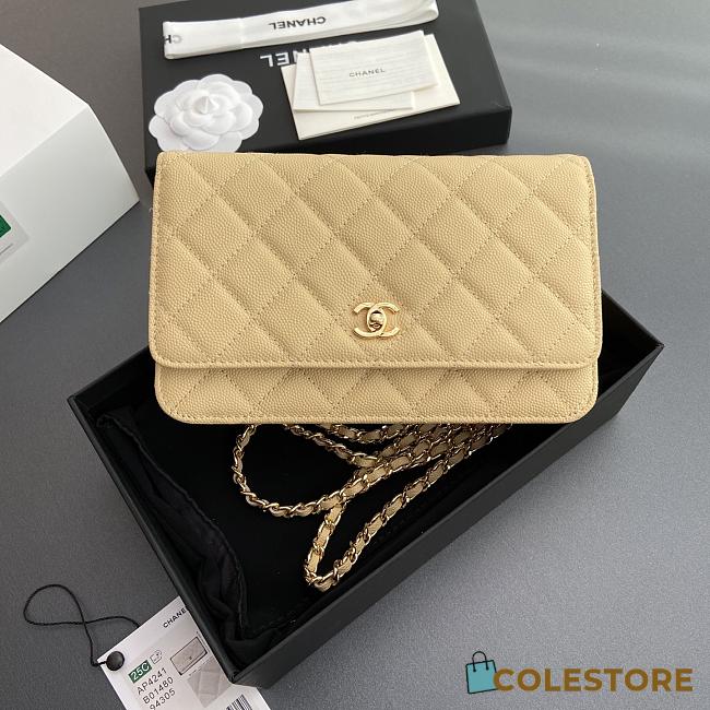 	 Colestore Chanel Classic Wallet with Strap Grained calfskin & Gold metal Butter 20x13x3.5cm - 1