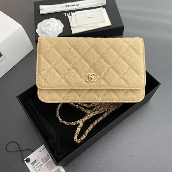 	 Colestore Chanel Classic Wallet with Strap Grained calfskin & Gold metal Butter 20x13x3.5cm
