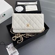 	 Colestore Chanel Classic Wallet with Strap Grained calfskin & Gold metal White 20x13x3.5cm - 1