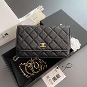 	 Colestore Chanel Classic Wallet with Strap Grained calfskin & Gold metal Black 20x13x3.5cm - 1