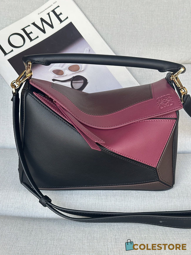Colestore Loewe x Albers Small Puzzle Bag in Nappa Calfskin Black/Burgundy 24x16.5x10.5cm - 1