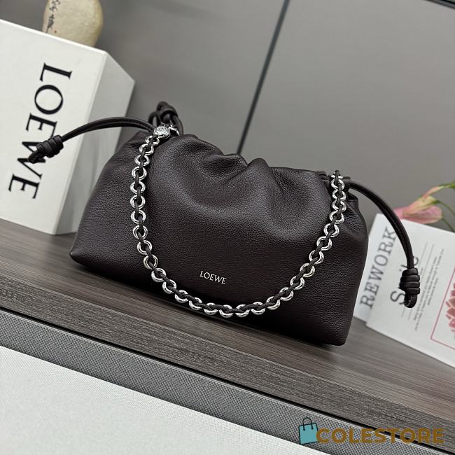 Colestore Loewe Medium Flamenco Purse in Mellow Nappa Lambskin Dark Brown 30x10.5x20cm - 1