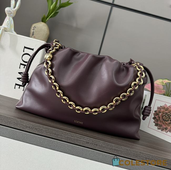 Colestore Loewe Large Flamenco Purse in Mellow Nappa Lambskin Burgundy 41x9x26cm - 1