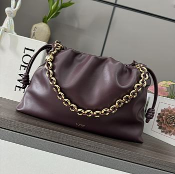 Colestore Loewe Large Flamenco Purse in Mellow Nappa Lambskin Burgundy 41x9x26cm