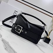 Colestore Loewe Small Puzzle Biker Bag in Shiny Calfskin Black 24x10.5x16.5cm - 1
