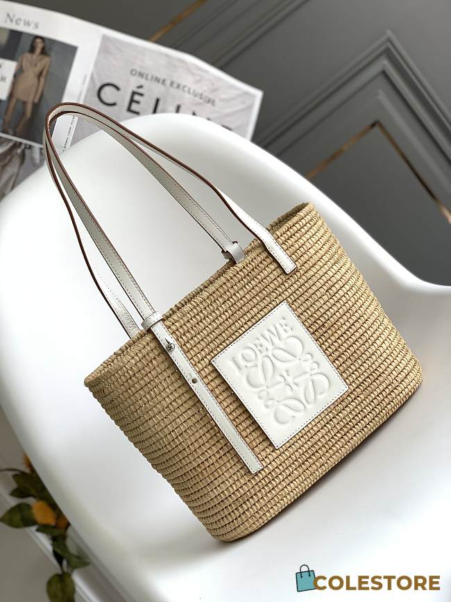 Colestore Loewe x Paula's Ibiza Square Basket Small Bag White 30x21x11cm - 1