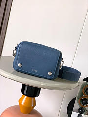 Colestore Loewe Small Pebble Messenger Bag in Supple Grained Calfskin Blue 20x12.5x6cm - 1