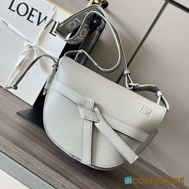 Colestore Loewe Gate Dual Bag in Soft Calfskin and Jacquard Light Grey 26x12.5x19cm  - 1