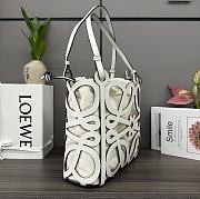 Colestore Loewe Small Anagram Cut-out Tote in Box Calfskin White 32x12x25.5cm - 6