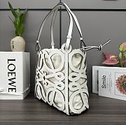 Colestore Loewe Small Anagram Cut-out Tote in Box Calfskin White 32x12x25.5cm - 4