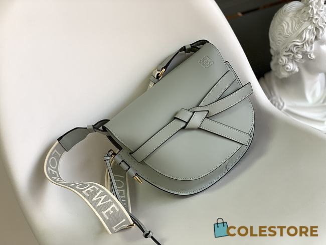 Colestore Loewe Mini Gate Dual Bag in Soft Calfskin and Jacquard Light Olive-grey 20x19x11.5 cm - 1