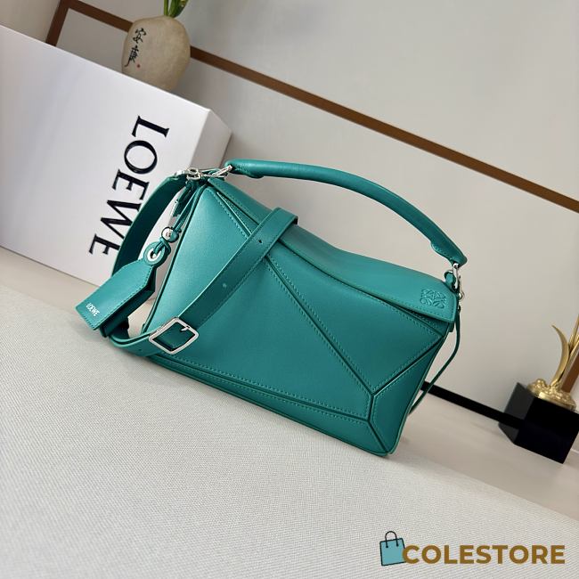 Colestore Loewe Small Featherlight Puzzle Bag in Nappa Lambskin Aquamarine 24x10.5x16.5cm - 1