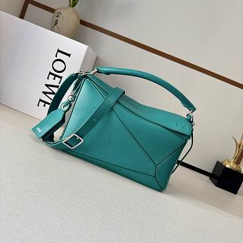 Colestore Loewe Small Featherlight Puzzle Bag in Nappa Lambskin Aquamarine 24x10.5x16.5cm