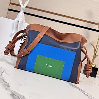 Colestore Loewe Medium Flamenco Clutch in Nappa Calfskin Multicolor Caramel/Bright Green 30x24.5x10.5cm 