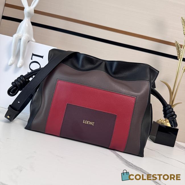 Colestore Loewe Medium Flamenco Clutch in Nappa Calfskin Multicolor Black/Burgundy 30x24.5x10.5cm  - 1