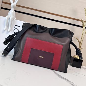 Colestore Loewe Medium Flamenco Clutch in Nappa Calfskin Multicolor Black/Burgundy 30x24.5x10.5cm 