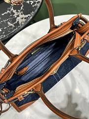 Colestore Prada Denim and Leather Top Handle Bag Dark blue Denim with Tan Leather Trim 23.5x12x9cm - 6
