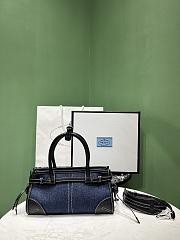 Colestore Prada Denim and Leather Top Handle Bag Blue Denim with Black Leather 23.5x12x9cm - 4