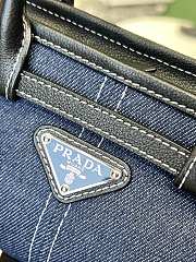 Colestore Prada Denim and Leather Top Handle Bag Blue Denim with Black Leather 23.5x12x9cm - 3
