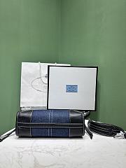 Colestore Prada Denim and Leather Top Handle Bag Blue Denim with Black Leather 23.5x12x9cm - 2