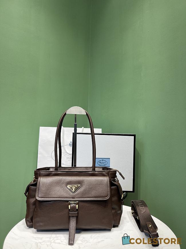 Colestore Prada Medium Explore Leather Tote Bag Brown 31x17x11cm - 1