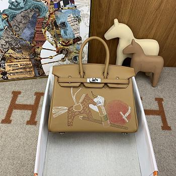 Colestore Hermes Limited Edition In and Out Swift Birkin Brown Bag with Palladium Hardware 25cm