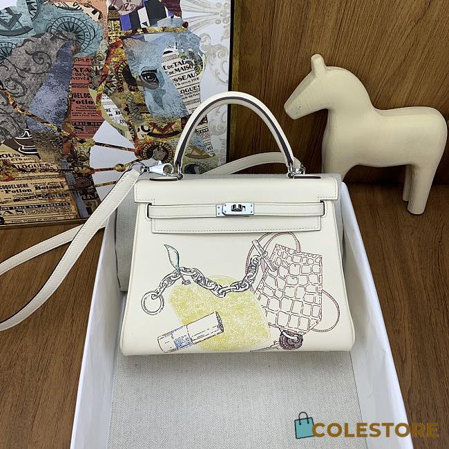Colestore Hermes Kelly Retourne 25 In & Out Nata Swift Palladium Hardware 25cm - 1