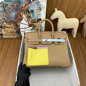 Colestore Hermes Birkin Colormatic bag 25 Chai/Lime/Blue brume/Cassis Swift leather Silver hardware 25cm
