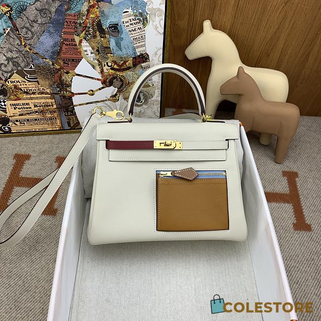 Colestore Hermes Kelly 25 Colormatic Swift Nata/Chai/Lime/Mauve 25cm  - 1