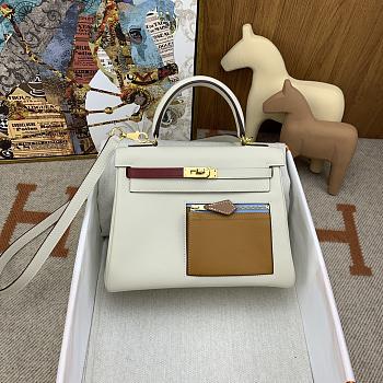 Colestore Hermes Kelly 25 Colormatic Swift Nata/Chai/Lime/Mauve 25cm 