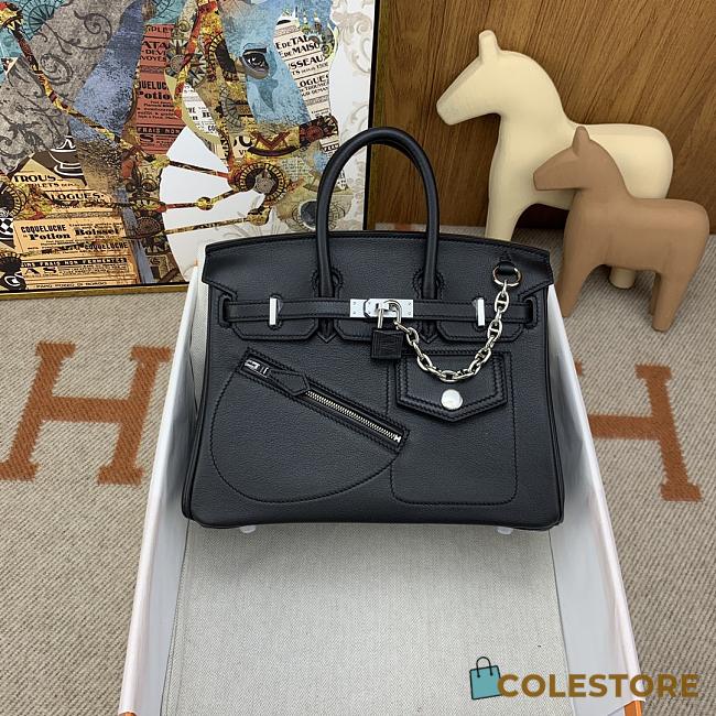 Colestore Hermes Birkin 25 Rock Black Volupto With Silver Hardware 25cm - 1