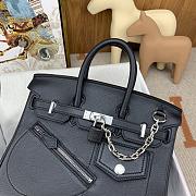 Colestore Hermes Birkin 25 Rock Black Volupto With Silver Hardware 25cm - 5