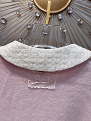 Colestore Chanel Pink Knit Cardigan with Quilted White Collar - 5