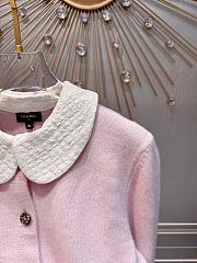 Colestore Chanel Pink Knit Cardigan with Quilted White Collar - 2