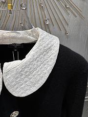Colestore Chanel Black Knit Cardigan with Quilted White Collar - 3